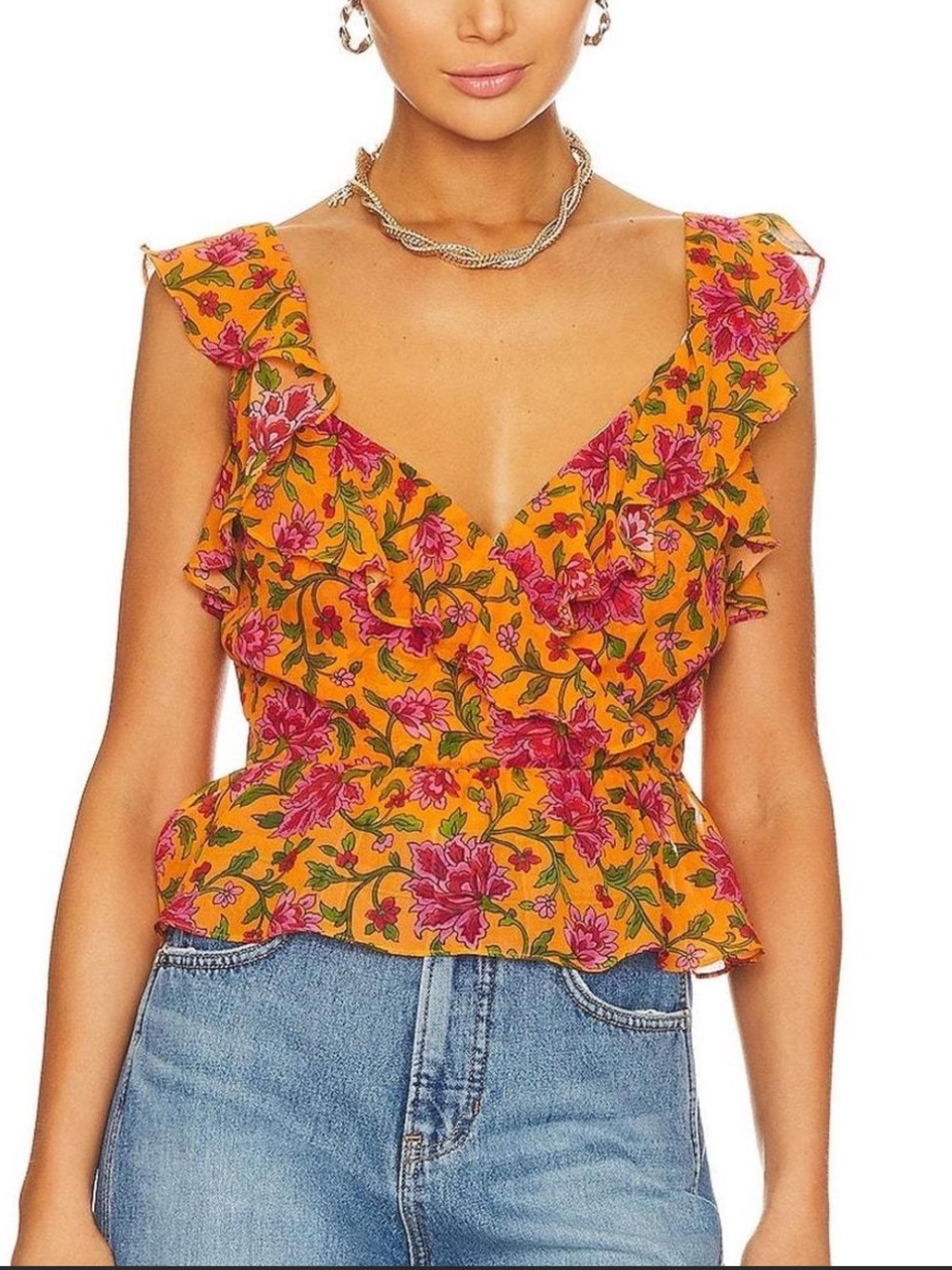 Veronica Beard Orange Silk Tank